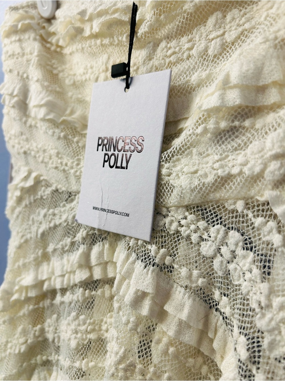 Princess Polly Ivory Lace Ruffle Strapless Top